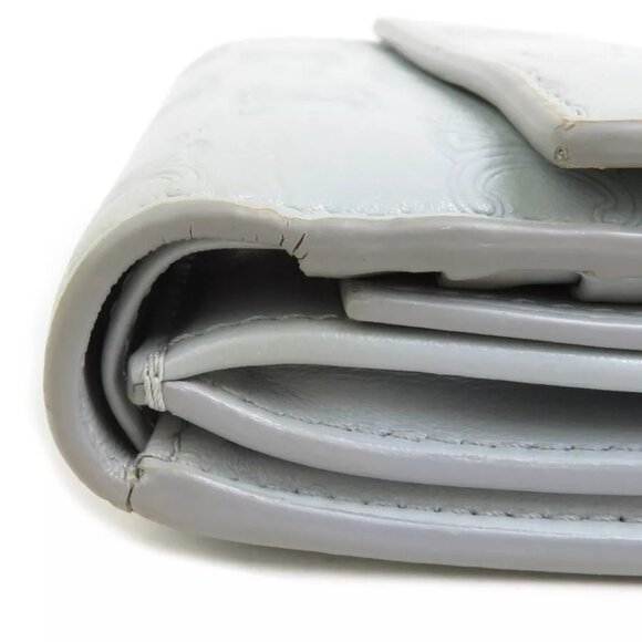 Auth CELINE Trifold Wallet Light Gray Leather - - Picture 6 of 8